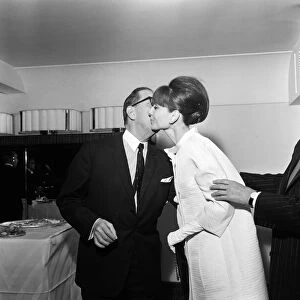 Actress Audrey Hepburn pictured at a press reception at the Savoy Hotel in London