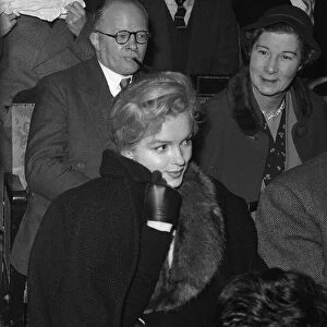 Actress Marilyn Monroe attends a discussion at Royal Court Theatre November 1956