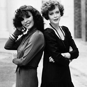 Actresses Sylvia Kristel (R) and Joan Collins 1981 stars of the film Two Way