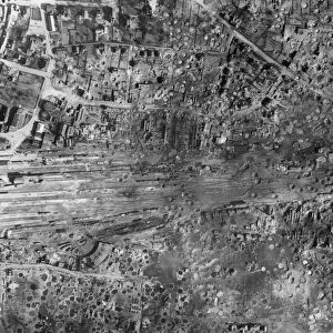 Aerial photographic-reconnaissance image showing a carpet of bomb craters