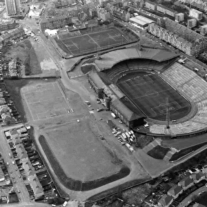 Aerial View of Hampden Park Stadium, Glasgow, Scotland, 3rd May 1990