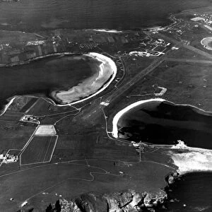 An aerial view of Sumburgh Airport, Shetland. Circa: 31 / 07 / 1979