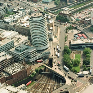 Aerial views of Birmingham city centre and New Street Station