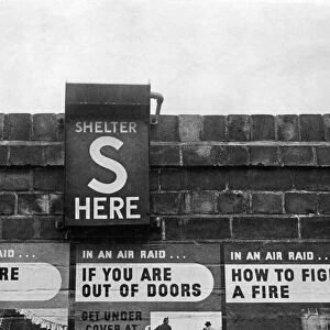 Air Raid Shelter signs seen here in Derby. Circa October 1939