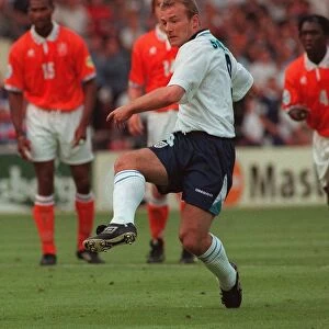 ALAN SHEARER SCORES FROM THE PENALTY SPOT FOR ENGLAND AGAINST HOLLAND IN EURO 96 - JUNE