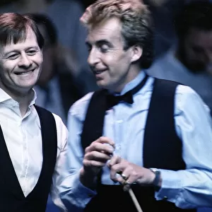 Alex Higgins snooker player alias Hurricane Higgins left with Terry Griffiths snooker