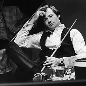 Alex Higgins snooker player after foul in the World Snooker Championships in April 1983