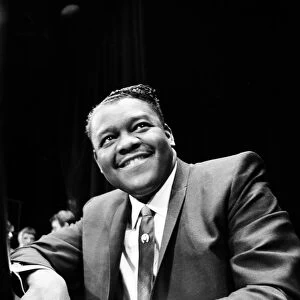 American rock and roll star Fats Domino at the piano on the stage of the Saville Theatre