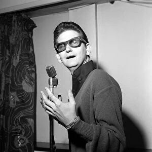 American singer Roy Orbison at the Microphone at ATV House in London where he has signed