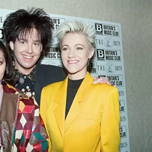 Announcement of the 1991 Brit Awards Nominations. Betty Boo with Marie Fredriksson