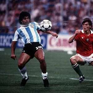 Argentina v Hungary World Cup 1982 football Maradona and Sallai