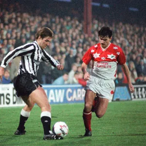 Barnsley 1 v. Newcastle United 1. Newcastles Mark McGhee takes on Barnsley