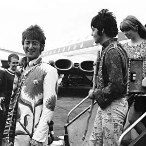 The Beatles July 1967 John Lennon and Paul McCartney arriving at Heathrow Airport