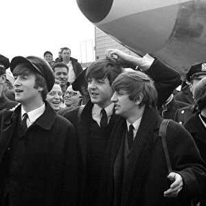 Beatles l-r: John Lennon, Paul McCartney, Ringo Starr and George Harrison upon their