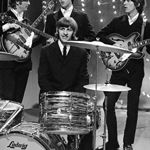 The Beatles on the set of Top of the Pops, their first and last time on the show