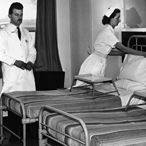 Beds being prepared in bed ward at Geriatrics Unit at Rubery Hill Hospital, Birmingham