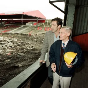 Bernie Slaven and Wilf Mannion watch as Ayresome Park, the home of Middlesbrough F