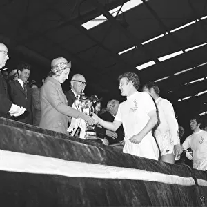 Billy Bremner Leeds United captain being presented with the F. A