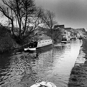 Boating in miniature, Leeds and Liverpool canal. Circa 1980