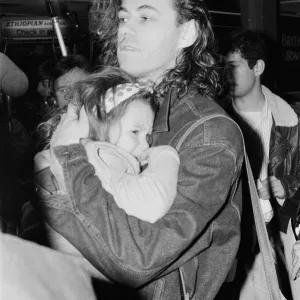 Bob Geldof at LAP with his daughter Fifi Trixibelle. 30th November 1987