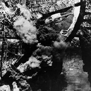 Bombing raid on oil production facilities in Hamburg as the US Eighth aF Liberators