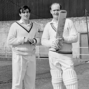 Brian Close (right) and Fred Trueman in the nets at Yorkshires County Cricket Ground at