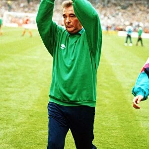 Brian Clough, Nottingham Forest manager applauds Forest fans supporters as he walks of