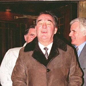 Brian Clough former Nottingham Forest Manager leaving the Cafe Royal after NSC Lunch EPD