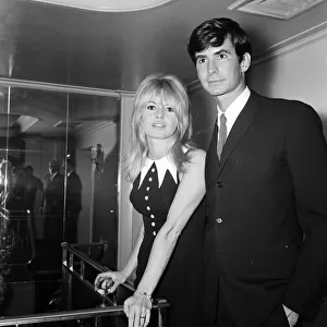 Brigitte Bardot (30) & Antony Perkins (31) pictured during photocall press conference at