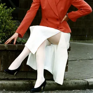 Briony McRoberts actress television Take the High Road red jacket white skirt split to