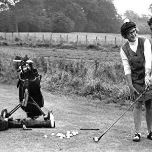Britains first female golf instructor Peta Morgan giving a lesson at High Elms