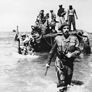 The British landing on Ramree Island, Arakan. 15th February 1945