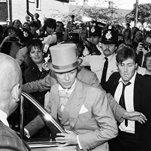 British pop singer David Bowie pictured arriving for the wedding of former Boomtown rats