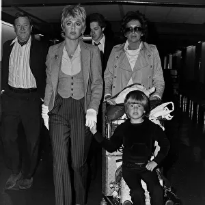 Britt Ekland actress and her son Nicolai arrived at Heathrow Airport from Los Angeles