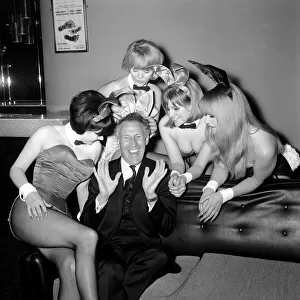 Bruce Forsyth meets the Bunny Girls who will be selling programmes at the Prince of Wales
