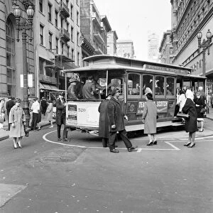 The cable car turntable at Powell Street San Francisco 27th January 1963