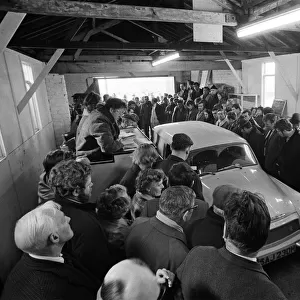 A car auction in Stockesley, North Yorkshire. 1971