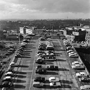 A car park in Birmingham, West Midlands. October 1967
