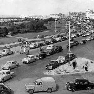 Cars on the Promenade in Southport, Merseyside on Easter Sunday. 3rd April 1961