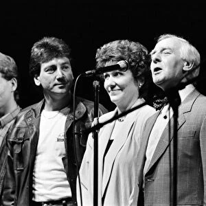 Some of the cast of Brookside at Liver Aid, Liverpool Empire Theatre. 20th September 1985