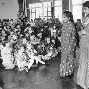 Children of St. Marys R. C. School, Coventry, are showing two types of Indian dress