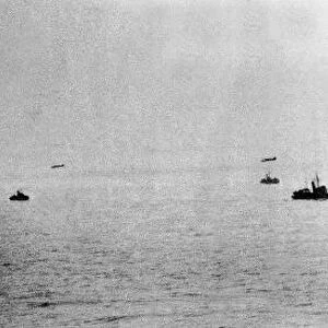 Coastal Command Bristol Beaufighters attack enemy convoy off the Dutch coast during WW2