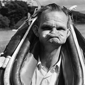 Competitor in the World Gurning Competition held at the Egremont Crab Fair