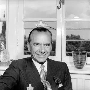 Sir Malcolm Sargent with Budgie Print, July 1957. Art Prints