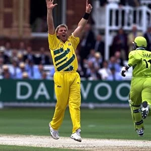 Cricket World Cup Final 1999 Pakistan v Australia Lords Shane Warne celebrates taking