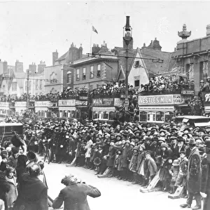 Crowds waiting for Princess Royal to Central Hall, in Old Market, Bristol 1924