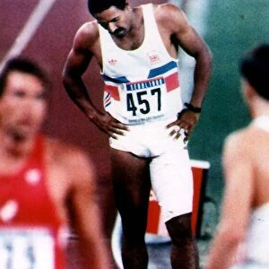 Daley Thompson Athlete at the Olympic Games in Seoul Korea at the finish of the 1500