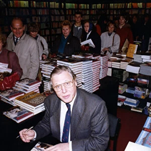 David Attenborough signs his book The Trials of Life on 1st November 1991