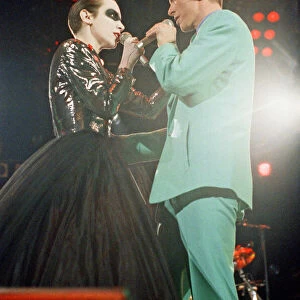 David Bowie and Annie Lennox performing "Under Pressure"