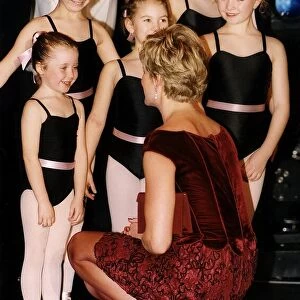 December 1, 1991: Princess Diana meets young ballet stars backstage at Her Majesty